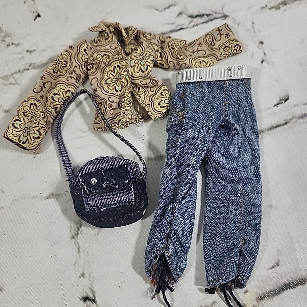 Bratz Doll Clothes Outfit Lot Chloe Jeans Yasmine Shirt Purse Boho Y2K 2002 MGA